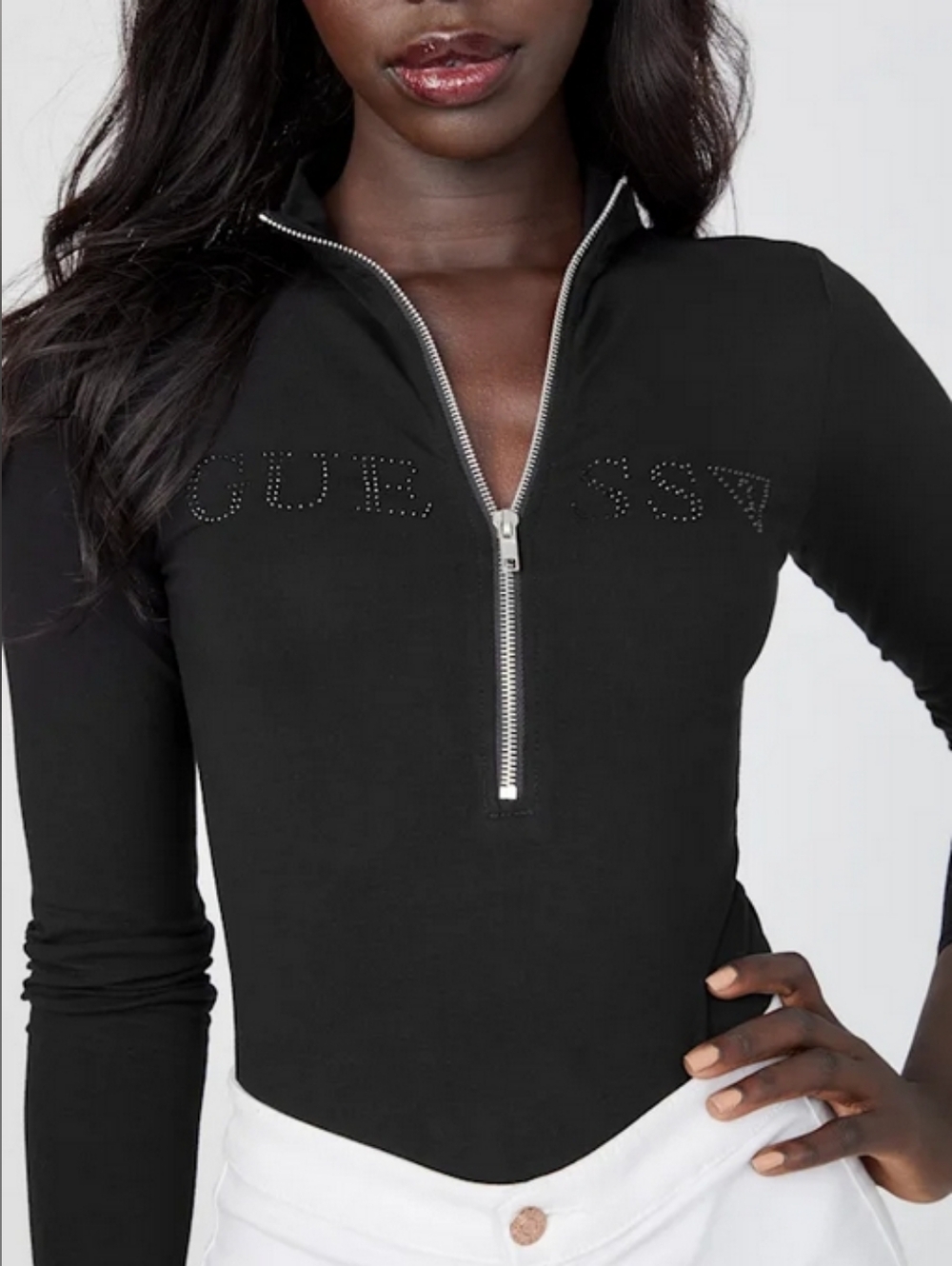 GUESS M 3/4zip Elvia Logo Bodysuit